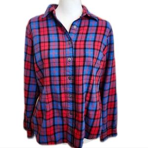 Lincoln Outfitters 100% Cotton Red Blue Black Plaid Flannel Shirt, L